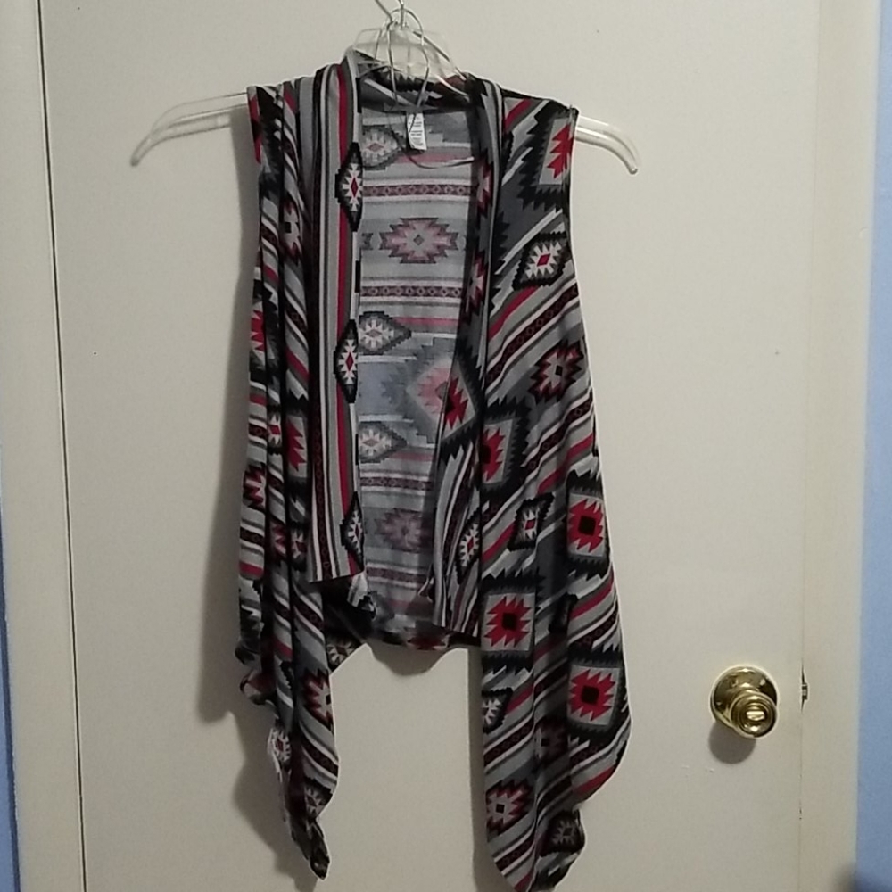 Ambiance Apparel S Aztec Sleeveless Cardigan